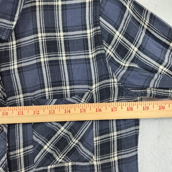 Rails Shirt Womens Medium Blue Hunter Plaid Button Front Long Sleeve Soft Rayon - Picture 3 of 12
